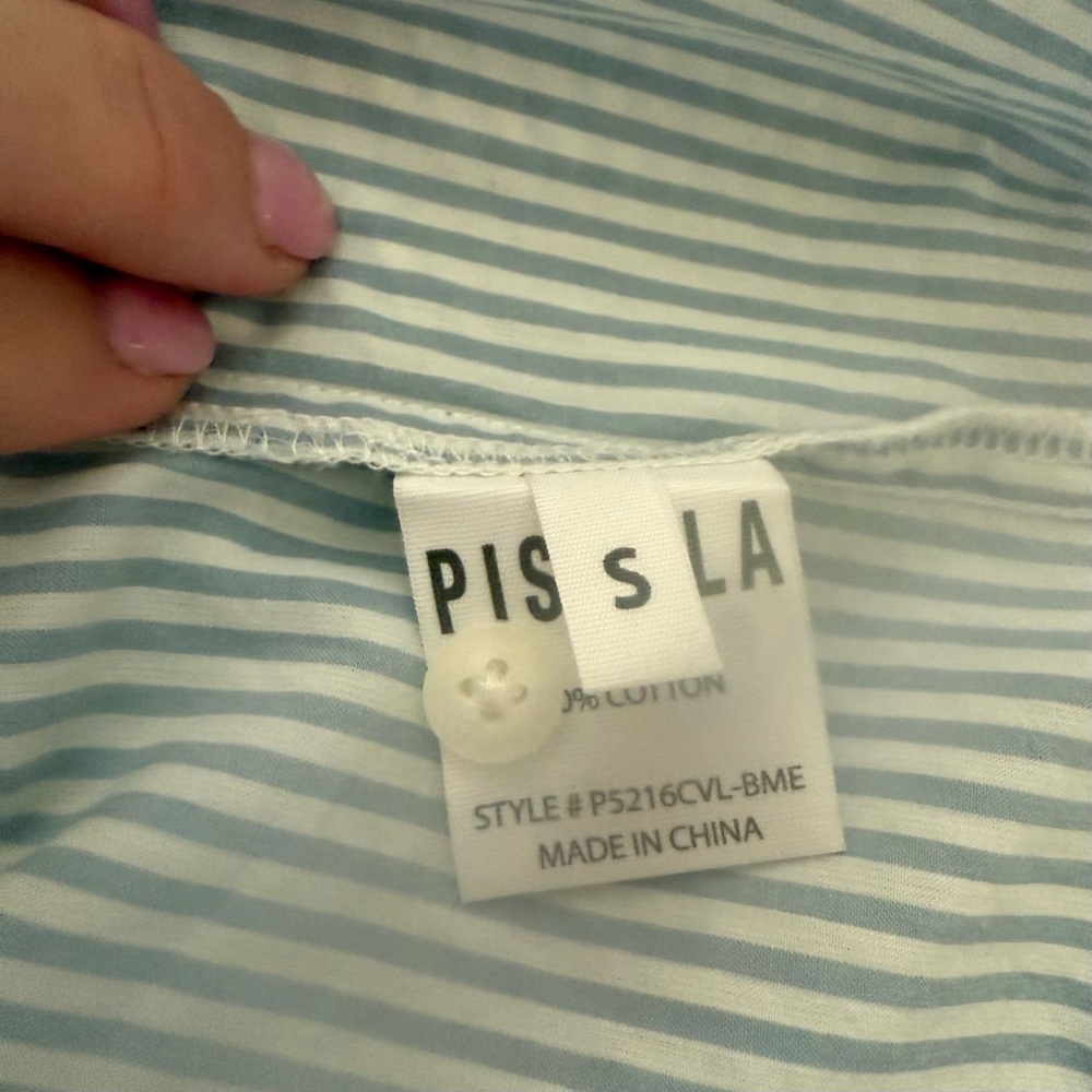 Pistola Striped Button-Down in Sky Blue — Size Small - Picture 10 of 12